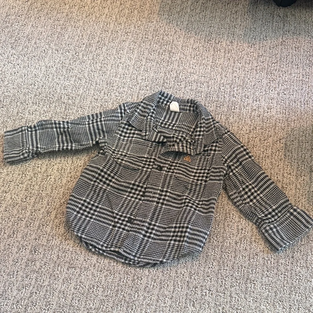 Gap Button Down Flannel Grey Size 18 - 24 Months - Picture 1 of 8